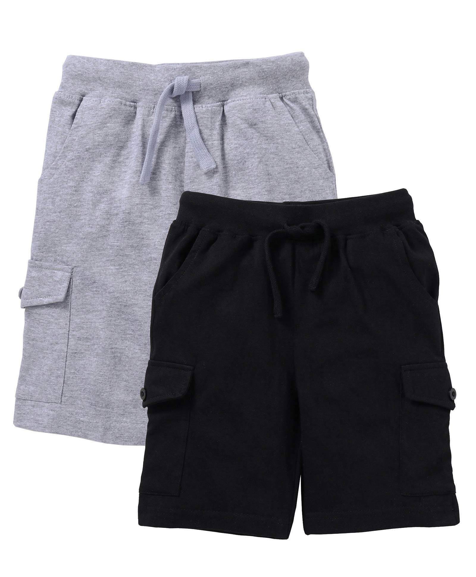 KiddoPanti Boy's Solid Knit Cargo Shorts Pack of 2