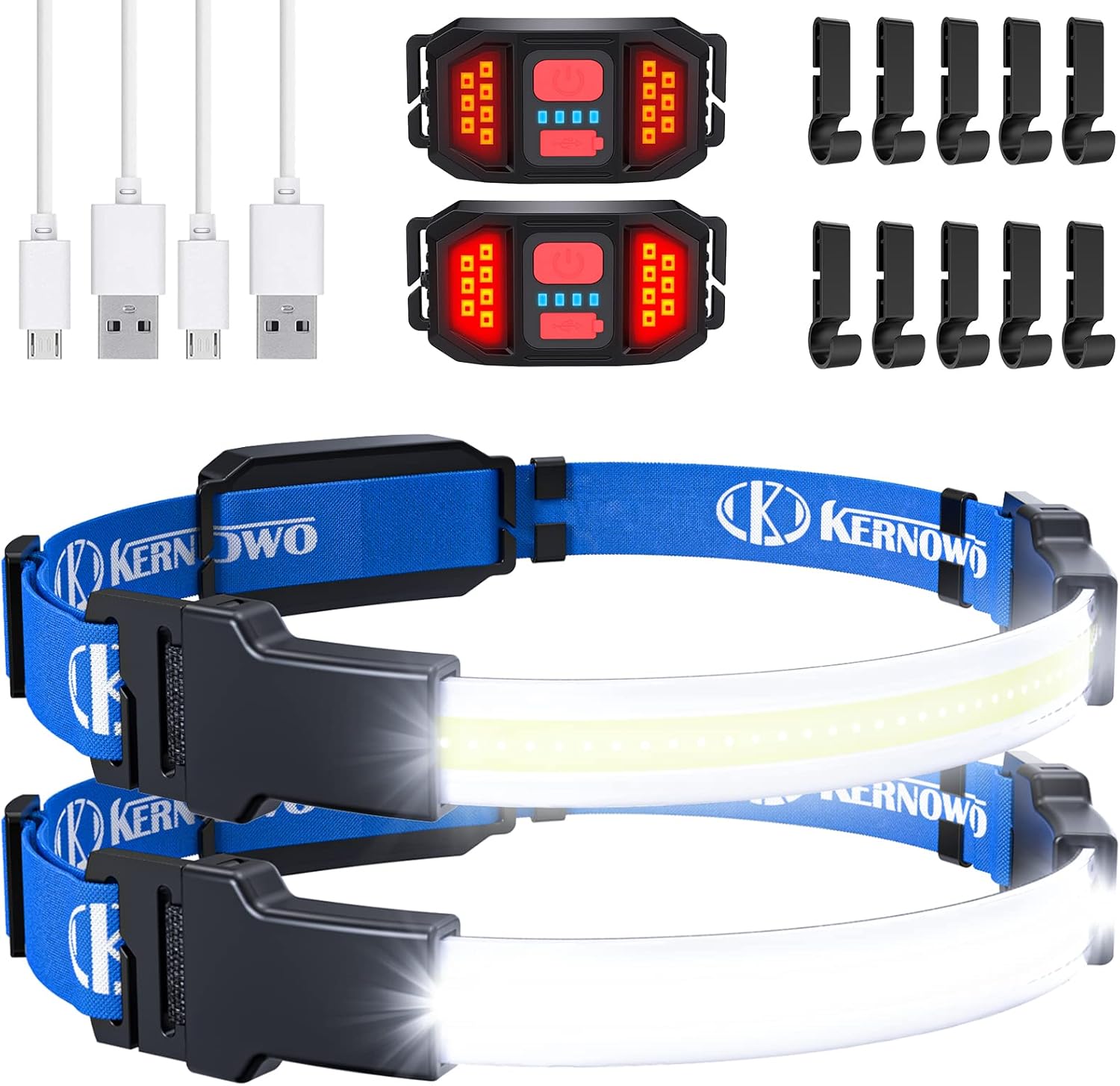 KERNOWO LED Headlamp Flashlight, Outdoor Portable Lighting Products, 1000 Lumens Headlamps LED Rechargeable Headlamps for Adults Hardhat Light for Runing