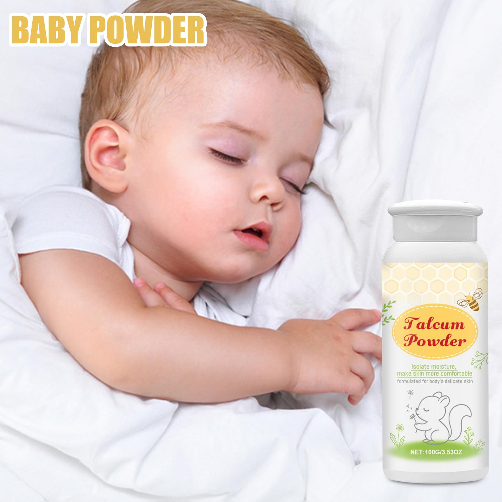 Polvo corporal de almidón de maíz, polvo de cuidado calmante, eficaz, para la piel delicada, uso diurno y nocturno, ideal para niños y niñas, 1.97 x 1.97 x 5.12 pulgadas