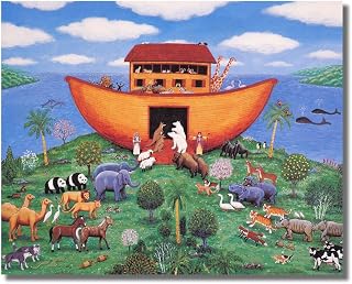 Noah's Ark & Animal Pairs Kids Room Bible Story Art Print 16x20 Great Gift IDEA