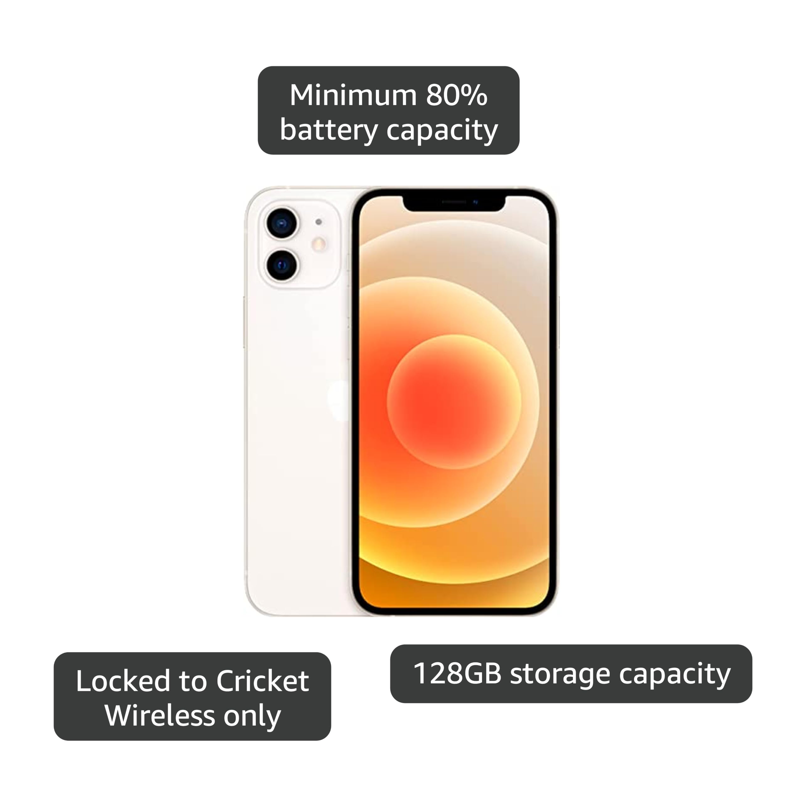 Amazon.com: Apple iPhone 12, 128GB, White for Cricket Wireless