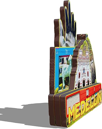 Miniatura 2 de Medellin Colombia - Imán de madera 3D para nevera, recuerdos coleccionables, decoración hecha a mano, artesanías 2