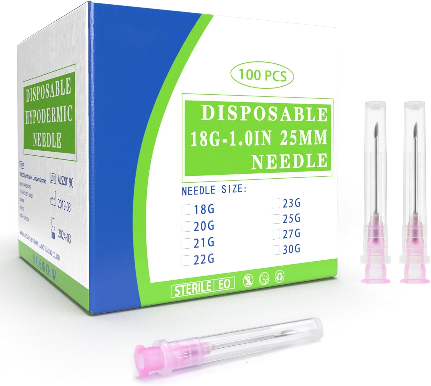 18G Luer Lock Needle 1 Inch Dispensing Tools, Disposable Individually Sterile Pack of 100