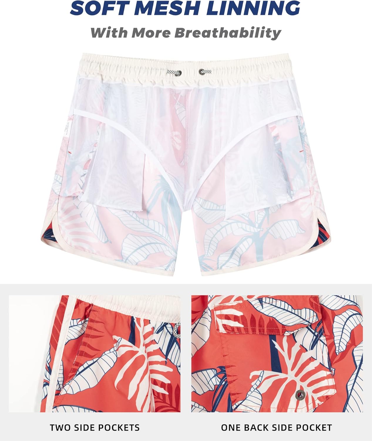 SURF CUZ Mens Swim Trunks 5" Swim Shorts Vintage Bathing Suits with Mesh Lining 80s 90s Retro Swimwear Board Shorts - Image 6