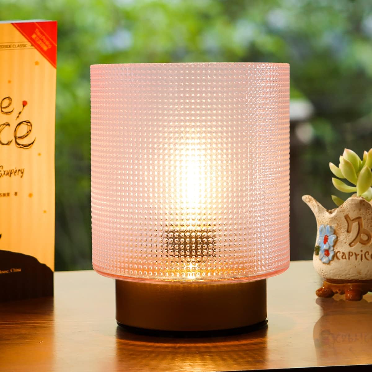 Kaowod Battery Operated Table Lamp with Timer for Home Decor, Vintage