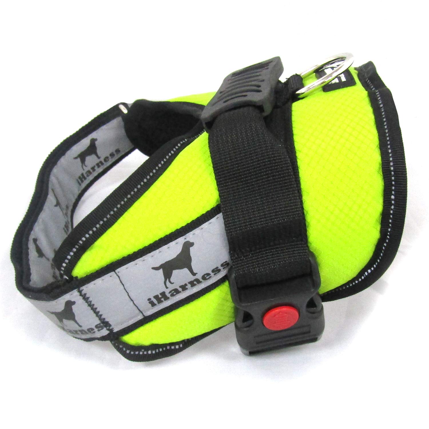 Adjustable Dog Harness with Soft Breathable Padding (L, Neon Green)