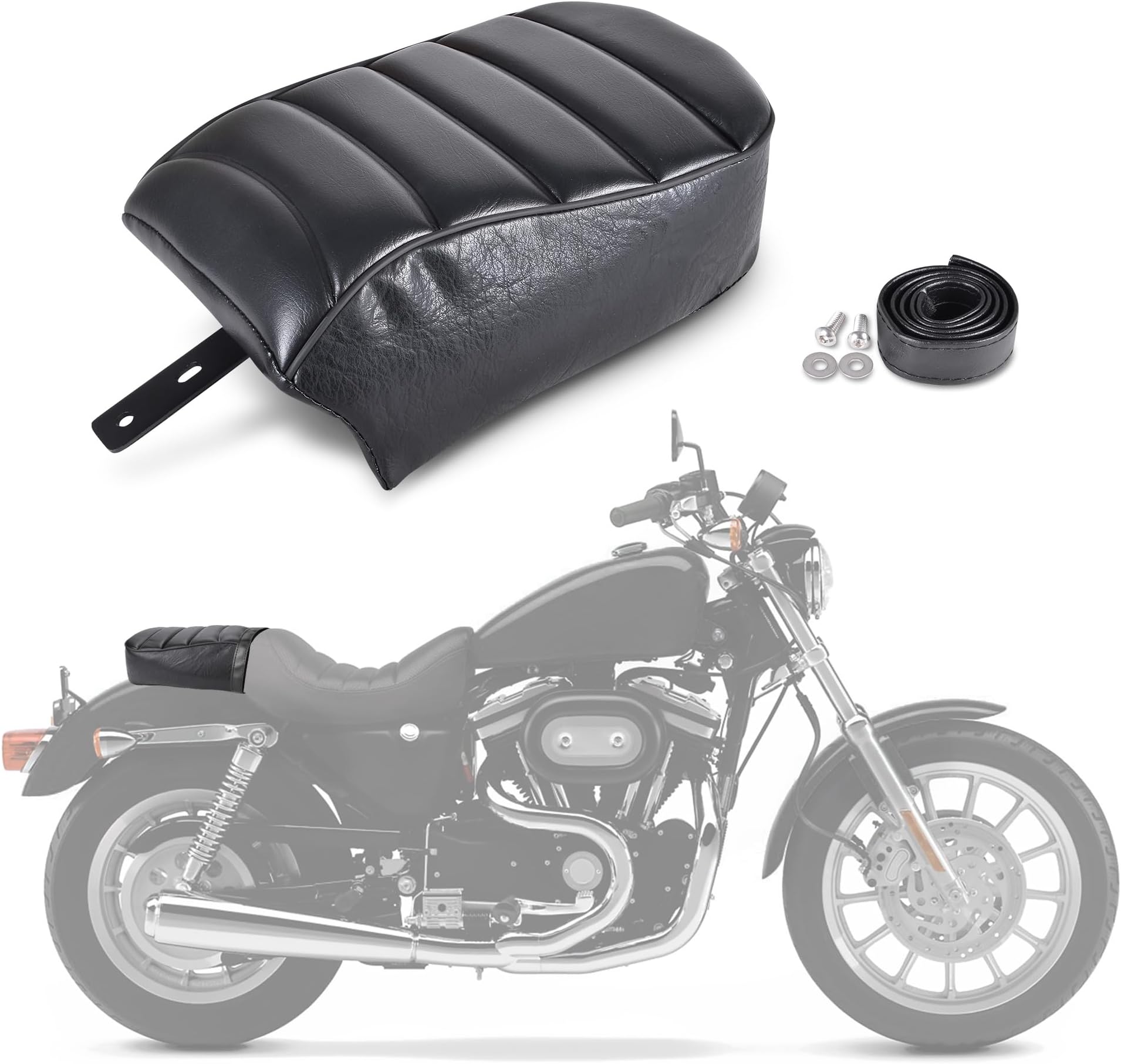 - Goldfire Rear Passenger Seat for Harley Back Seat Accessories Black Leather Motorcycle Rear Back Pillion Seat Compatible with Harley Sportster Iron 883 XL883N 2016-2023