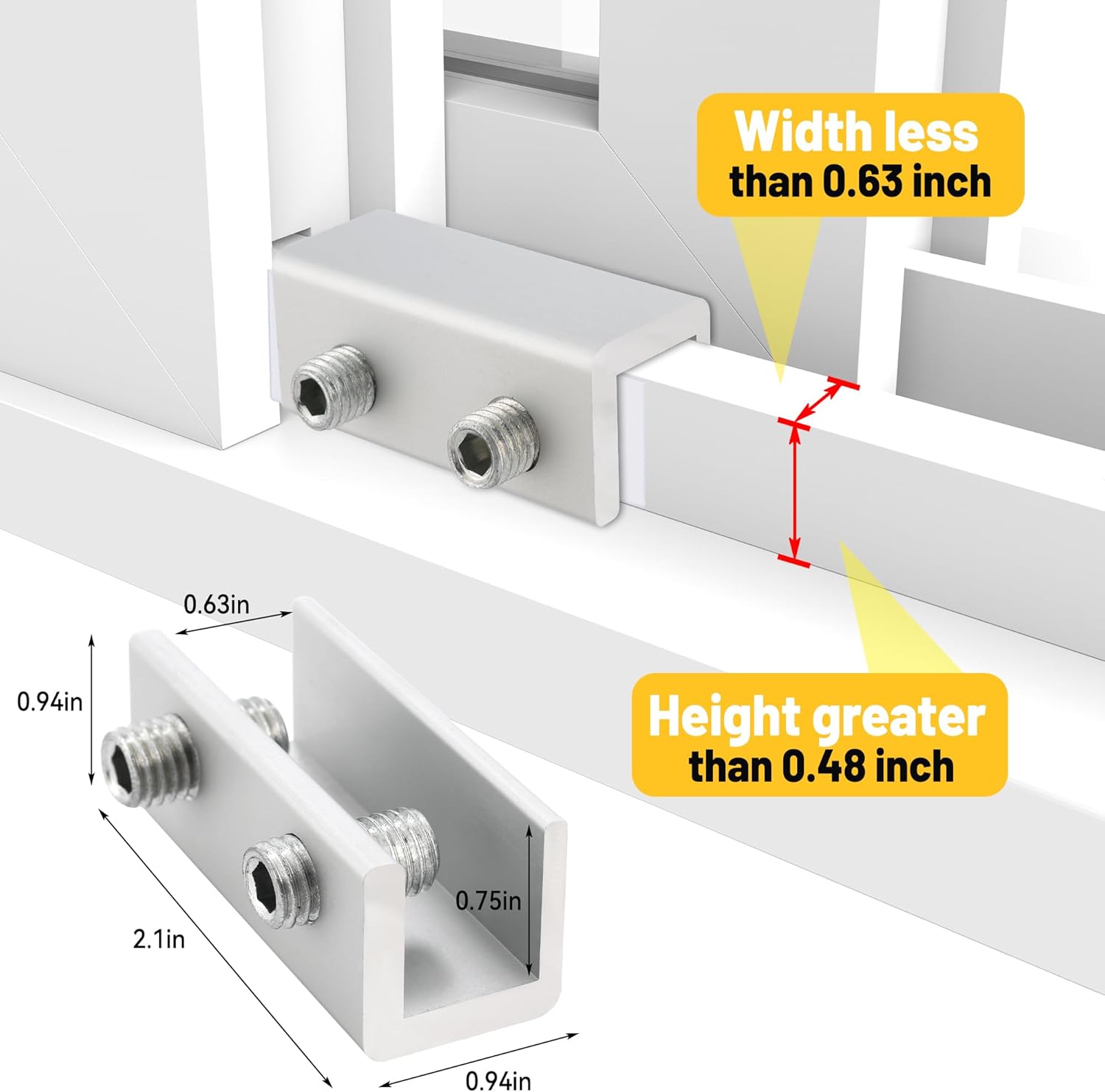 Window Locks, 4 Sets Sliding Window Locks with Key for Vertical and Horizontal Sliding Windows & Doors, Adjustable Aluminum Window Stopper Security for Child Home Safety (Silver, 4Pack) 4Pack Silver image 3 of 7 B0FCY2PNDK