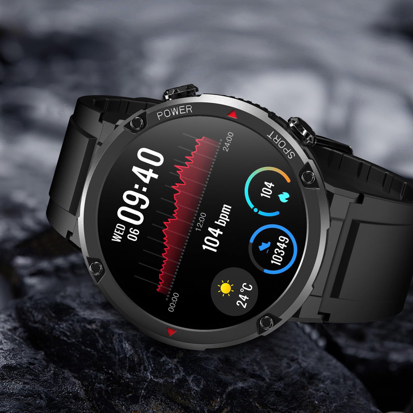 Tbest Fitness Smart Watch, 1.6in HD Schermo Acqua Tracciamento del Sonno Sleep Orologio Smart Sports per Correre Alpinismo Ciclistico