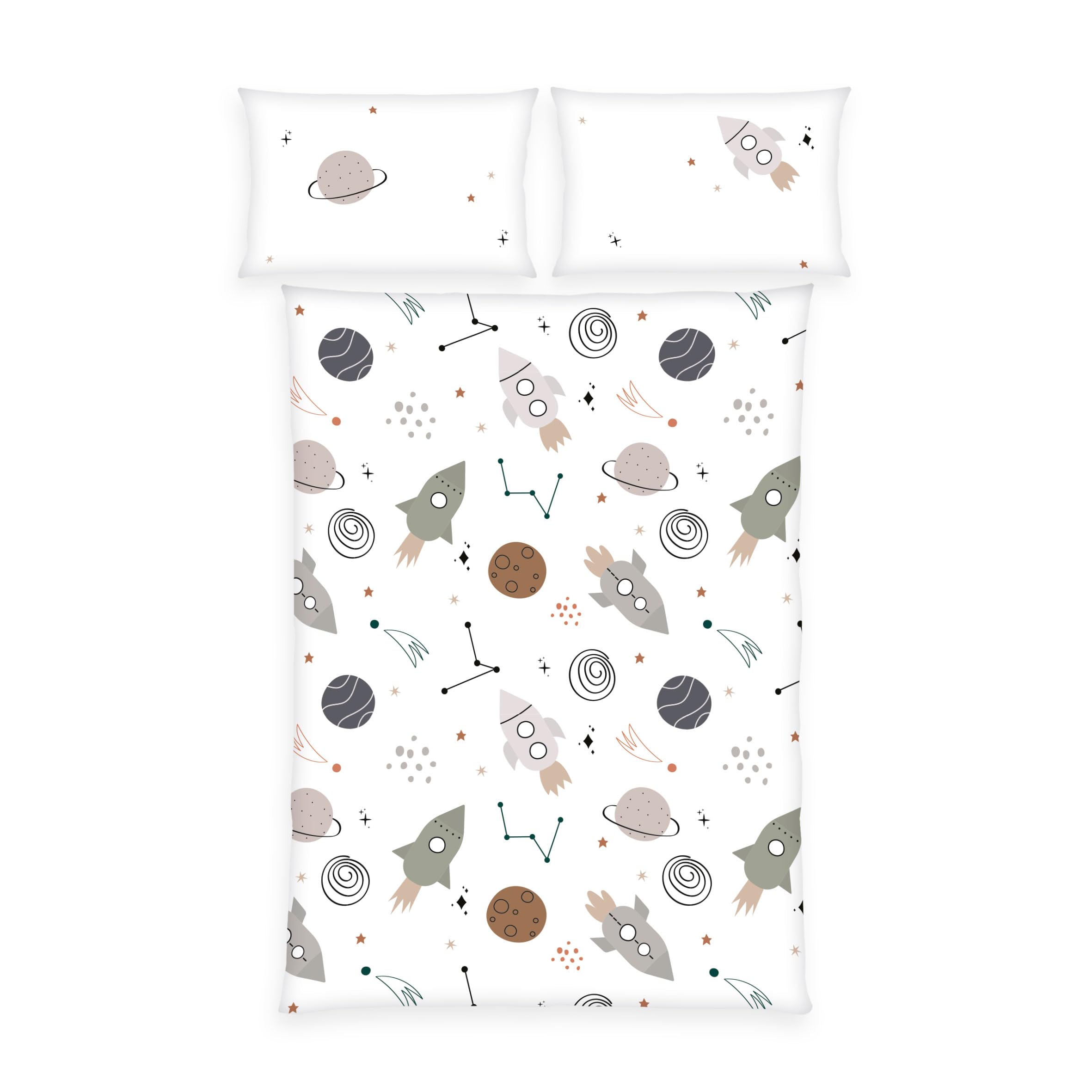 Linge de lit bébé cosmos coton renforcé pour des nuits étoilées