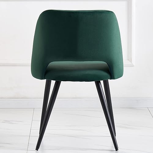 Miniatura 5 de Juego de 2 sillas de comedor modernas, tapizadas, diseño sin brazos, muebles versátiles y contemporáneos para tu comedor, color verde