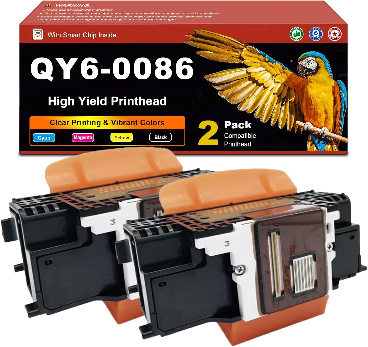 QY6-0086 QY6 0086 QY60086 Compatible Print Head, with Chip, Work for Canon Mx720 Mx721 Mx722 Mx725 Mx726 Mx728 Mx920 Mx922 Mx924 Printer, Inkjet Printhead Replacement Kit 2-Pack