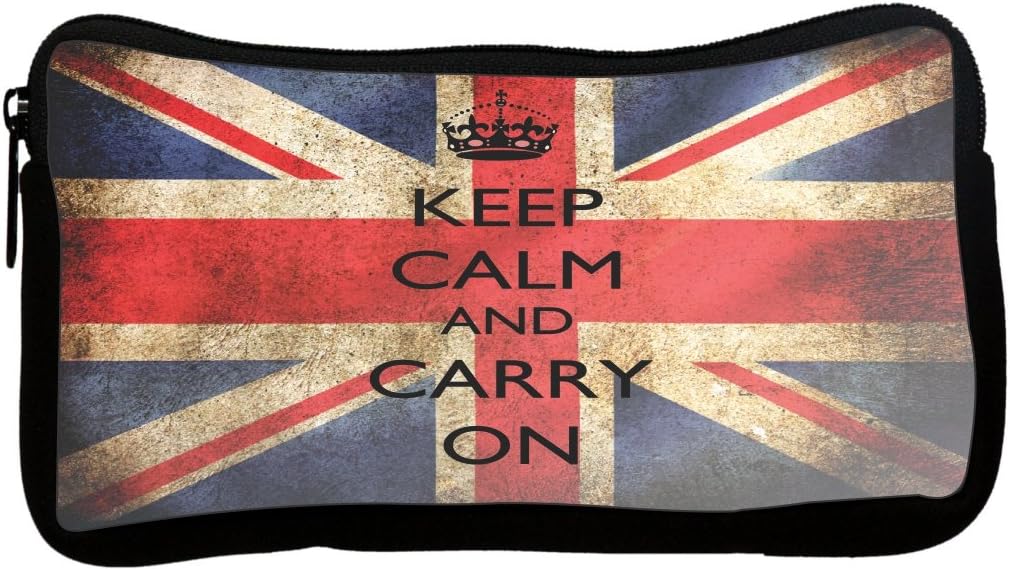 Rikki Knight Keep Calm & Carry On British Flag Design Neoprene Pencil Case (pc520)