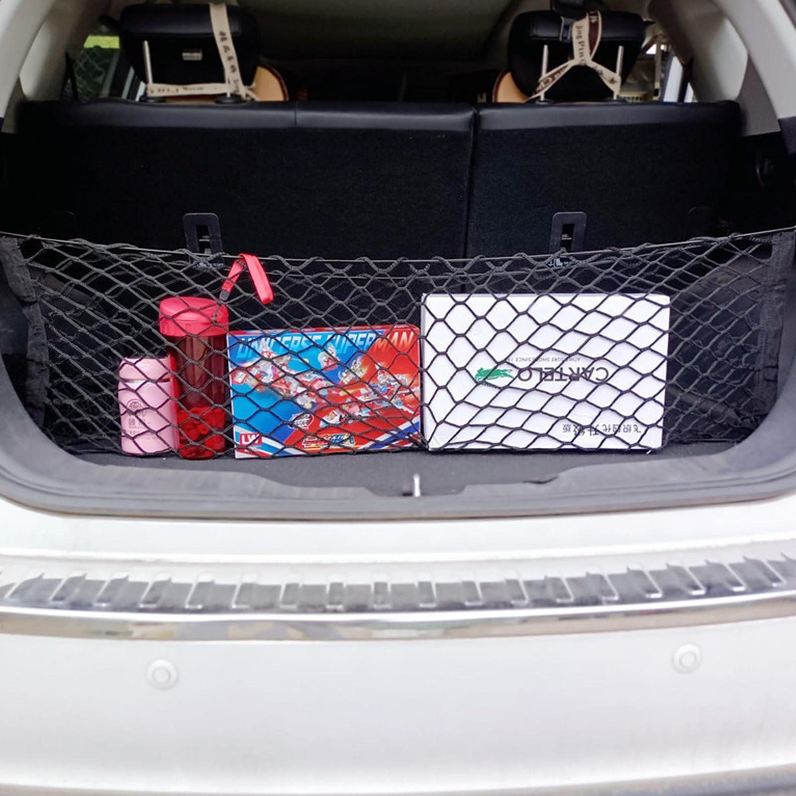 VURYAPI Filet De Rangement Coffre Voiture Extensible 110x60cm - Filet Bagages Avec 4 Crochets