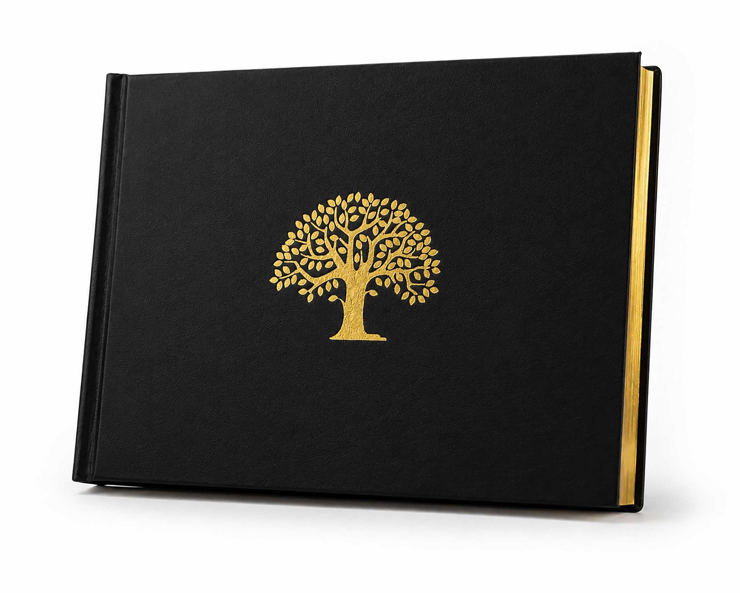 Livre de condoléances funéraires Esposti Arbre de vie | Pages lignées | Boîte | Noir | 218 x 160 mm