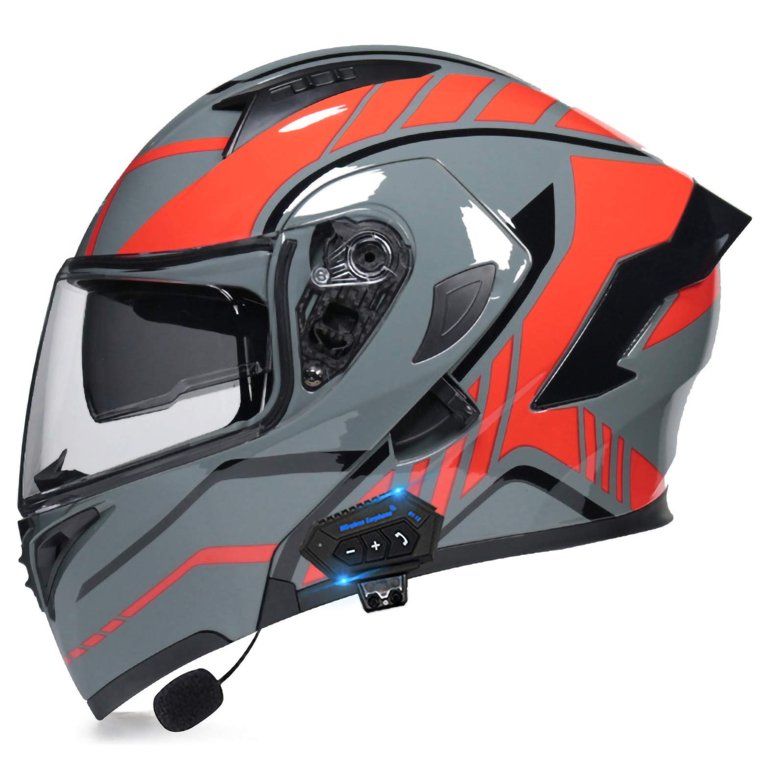 Casco Moto Integrale Bluetooth Con Doppia Visiera - ABS Certificato ECE, Auricolare Integrato, Parasole Antiappannamento, Taglie M-2XL - 6