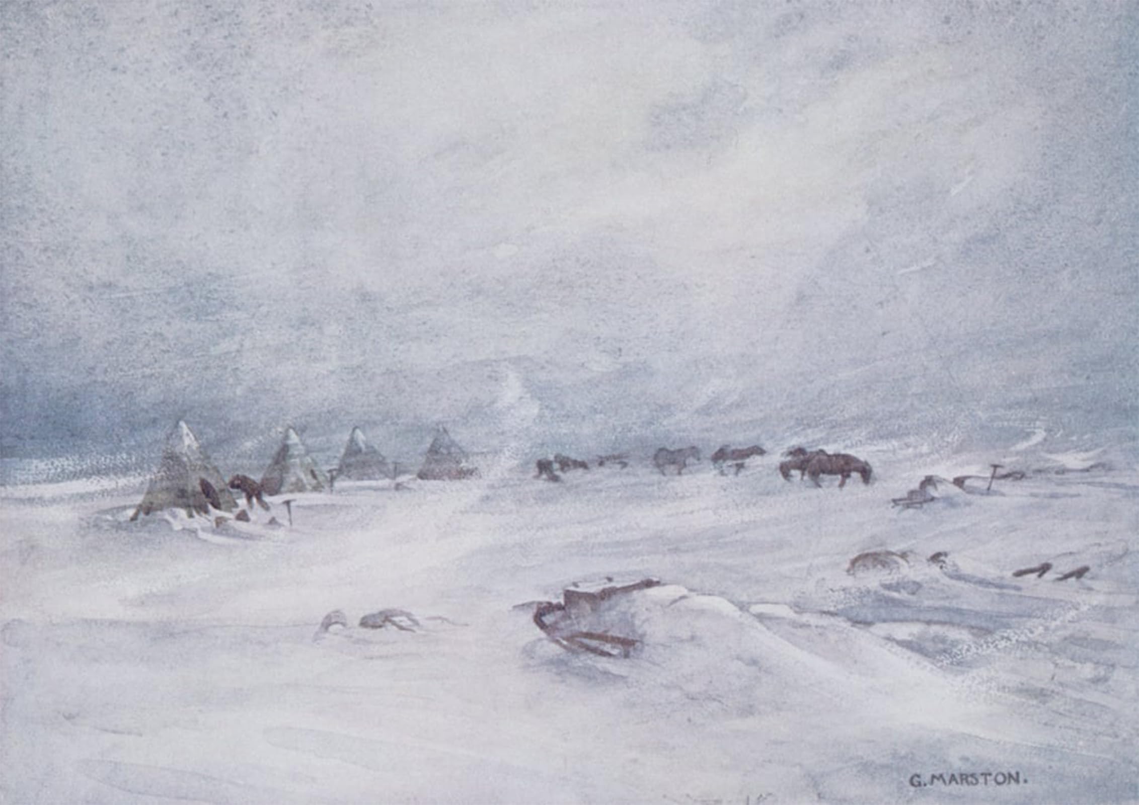 ARTXLXXBN Famous Prints Artwork Pictures Poster Painting Art a on the Barrier Illustration From nimrod in the Antarctic Written by George Marston Artwork Landscape Pictures for Home Decor 60x90cm