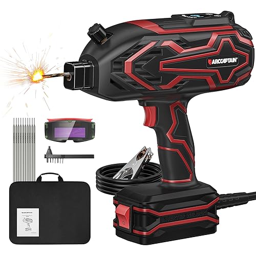 ARCCAPTAIN 140A Handheld Welder, [LED Display] Portable Welding Machine 110V with Hot Start, Arc force and Anti-Stick, IGBT Portable ARC Welder with Auto Darkening Goggles for 1/16"-1/8" Welding Rods