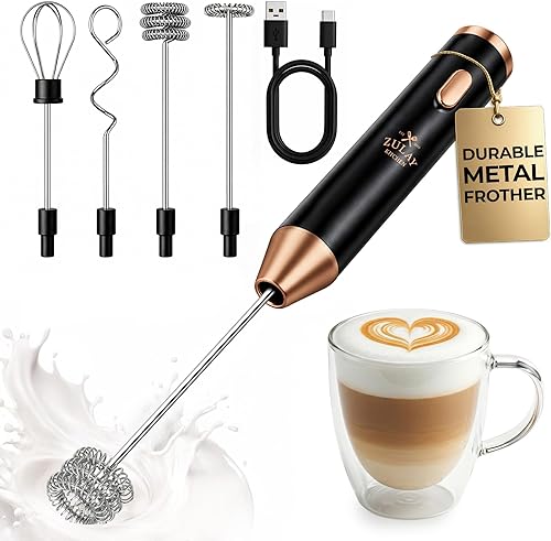 Miniatura 39 de Zulay - Potente espumador de leche con 4 pilas Duracell incluidas, manual, potente espumador de leche para capuchino, frappé, matcha y crema