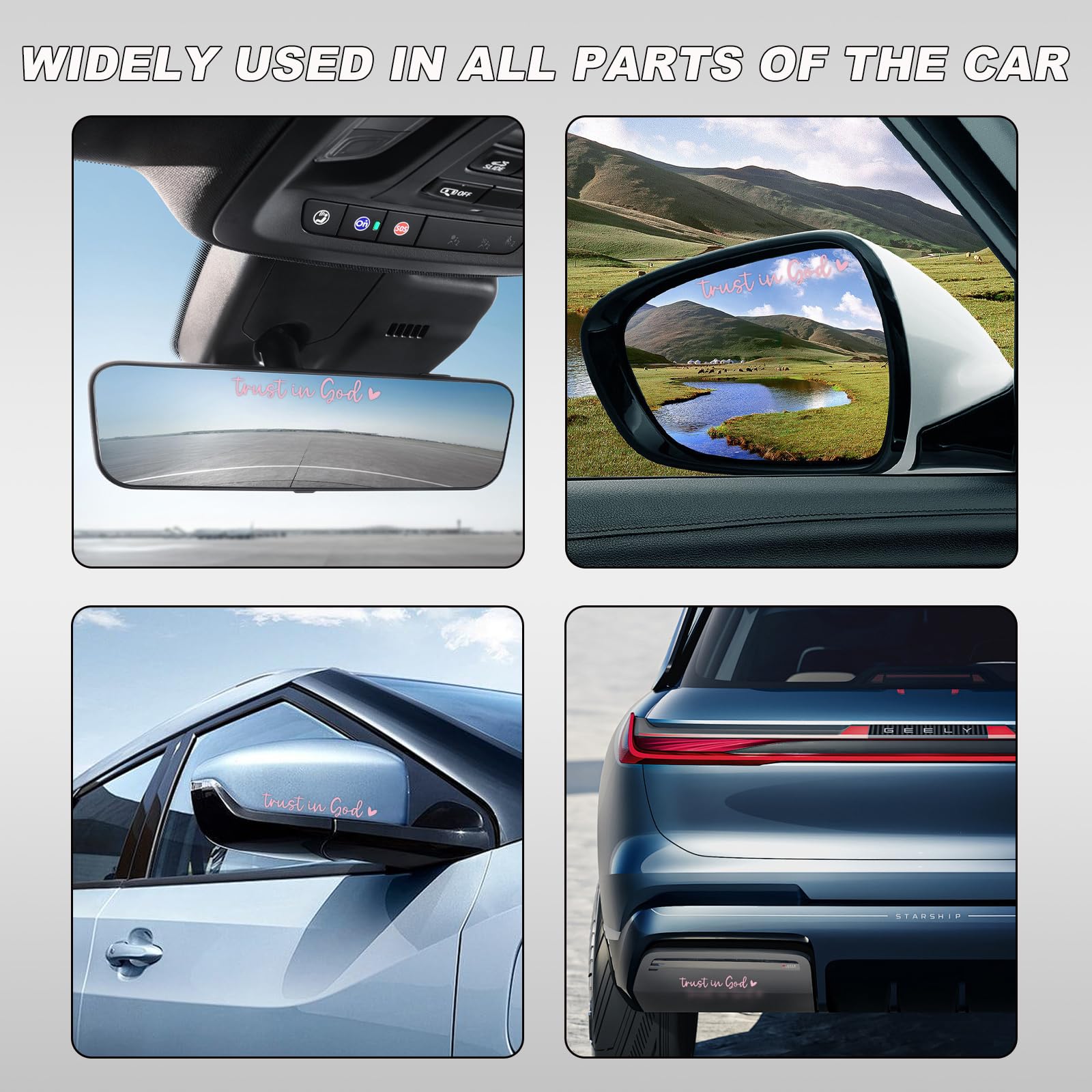 2 PCS Trust in God Rearview Mirror Decals Automotive Vinyl Rear View Mirror Decorative Stickers Waterproof Trust in — view 6