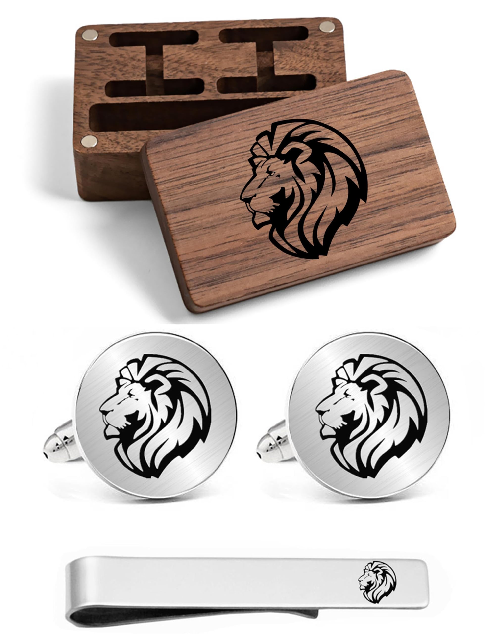 Gold Male Lion Cuff Links Personalized Lion Head Cufflinks Jewerly Gift for Men (Gold Plated)-image-25