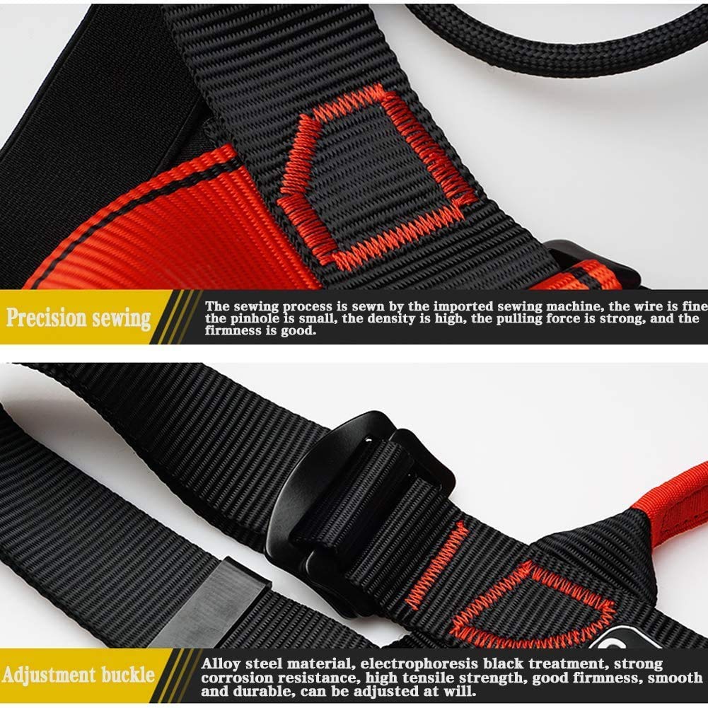 SwaYve Cinturón de Seguridad para Trabajos Aéreos Arnés de Protección Contra Caídas, Arnés de Cuerpo Completo Cinturón de Techador para Montañismo Escalada de Árboles Protección Contra Caídas Al Aire
