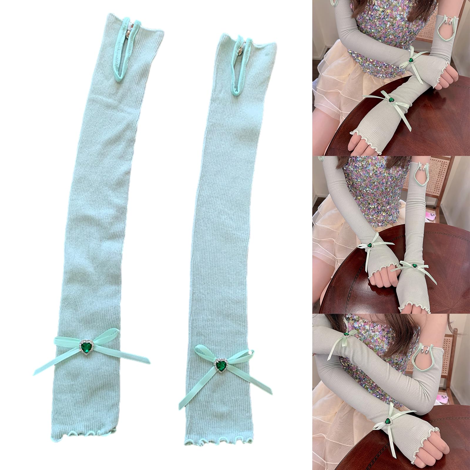 JOKOTI Sweet Balletcore Sleeve Gloves Ribbon Arm Sleeves For Long Sleeve With Bow For Girls Teens