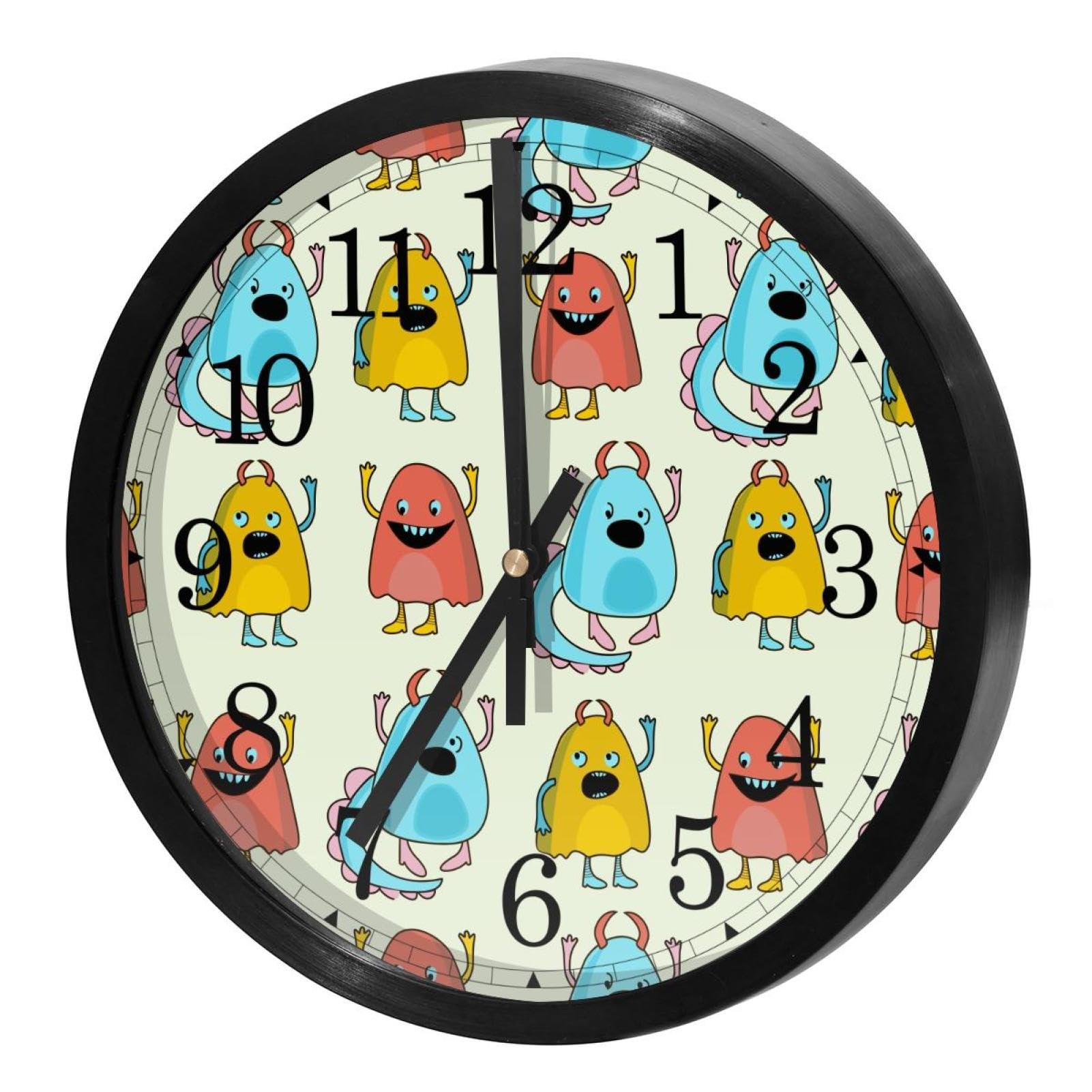 Horloge murale silencieuse pour cuisine et école style rond design Monstre
