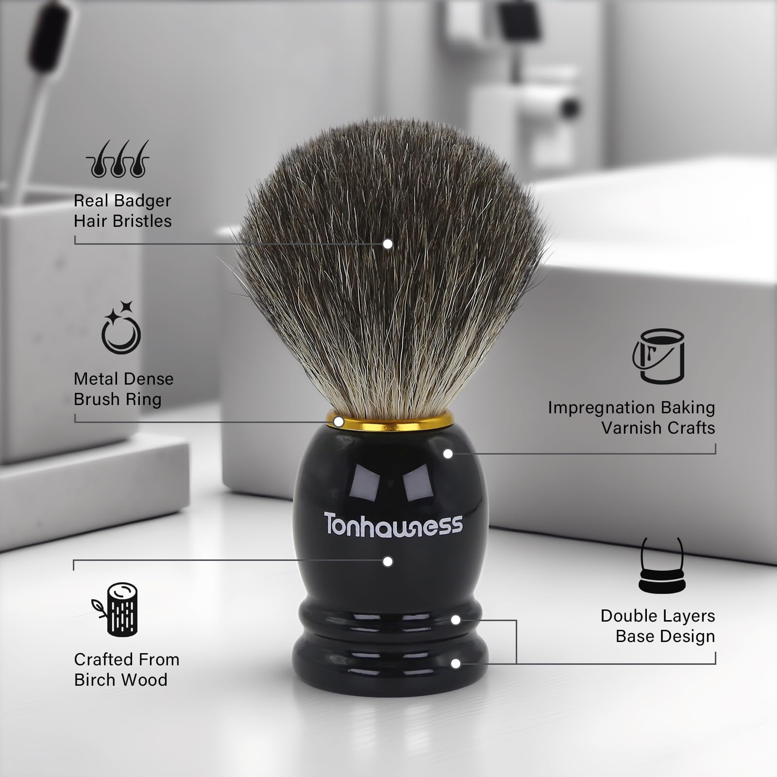 Set di pennelli da barba da uomo, set di pennelli da barba 5 in 1, con spazzola da barba in setole di tasso, rasoio di sicurezza da uomo, ciotola da barba in acciaio