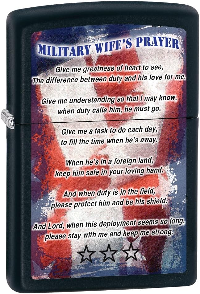 Zippo Matte Military Wives Prayer Lighter (Black, 5 1/2 x 3 1/2-Cm)