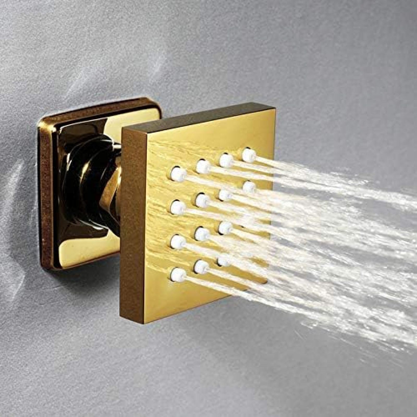 Golden Shower Set di rubinetti da 8 Pollici Soffione Doccia Ultrasottile in Oro 6 Pezzi Massaggio Spa Jets Doccia Miscelatore a 3 Vie Rubinetto per Vasca da Bagno Kit Doccia in Oro