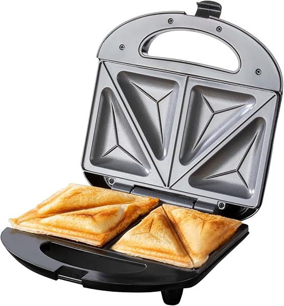 Daewoo Compact Sandwich Maker 750W, Non-Stick Toastie Maker with Dual Indicator Lights & Latch Lock, Easy Clean Sealed Sandwich Press – Ideal for Quick Snacks at Home - 1