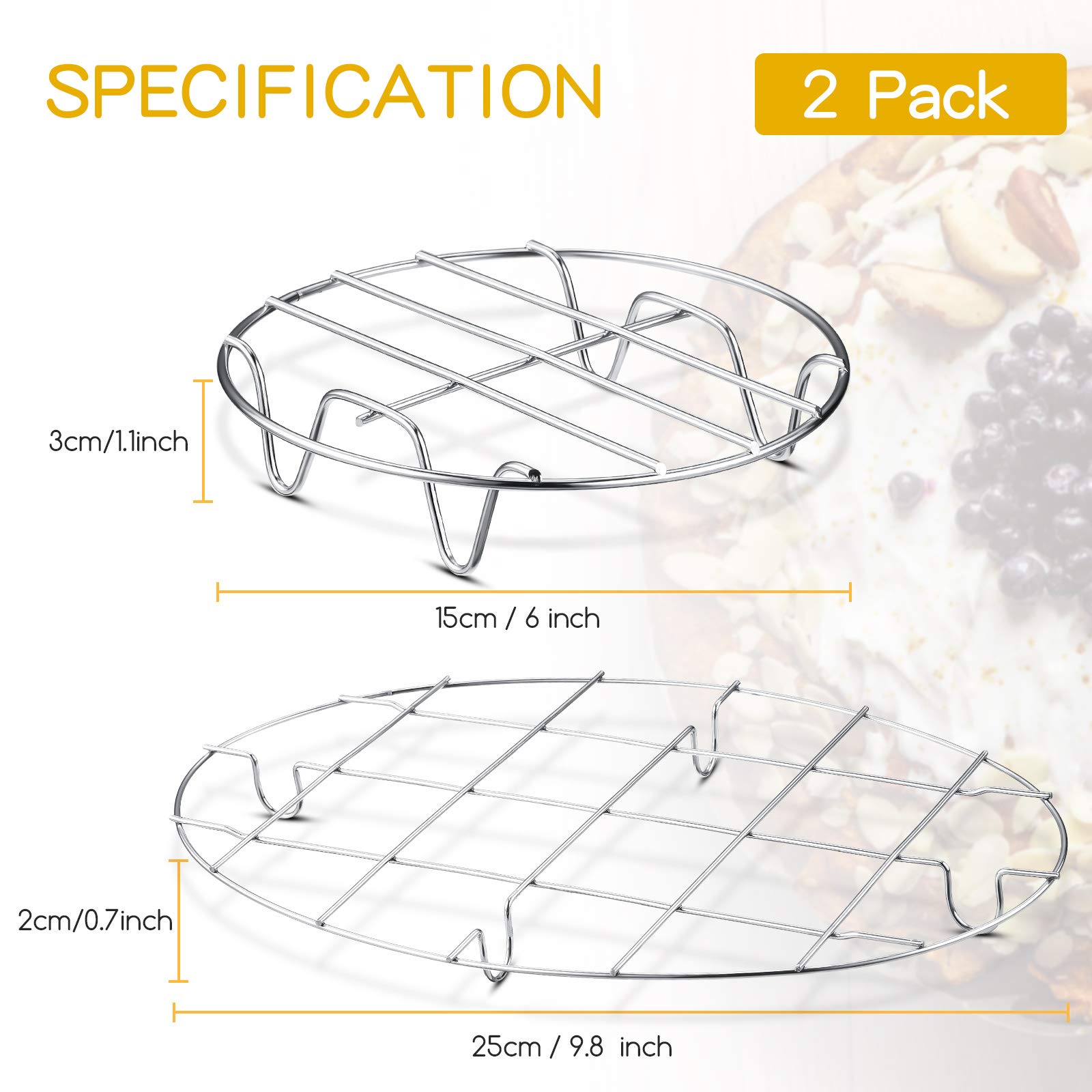 Rack For Air Fryer GLAITC Round Steam Rack, Stainless Steel Roasting ...