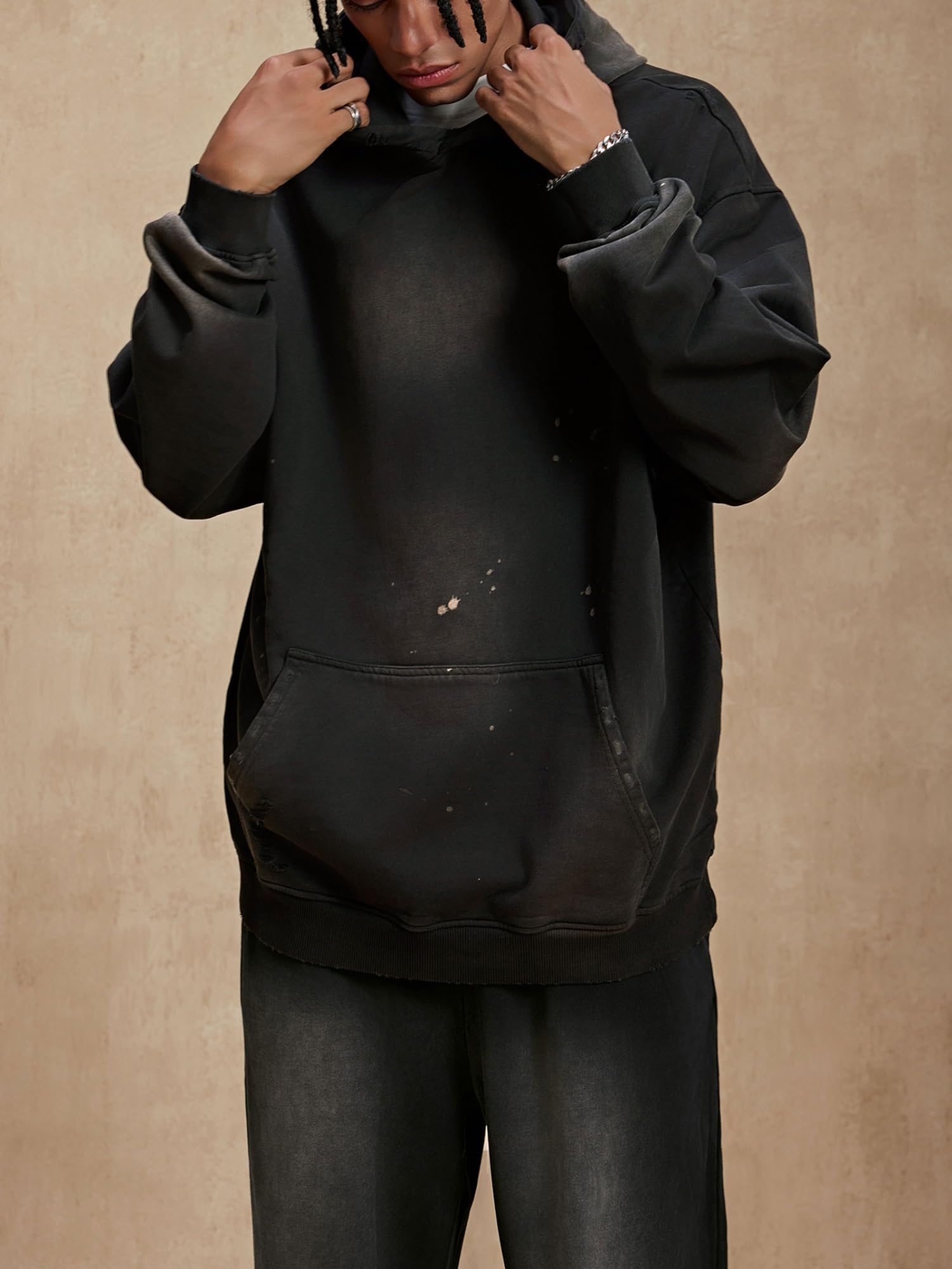 Felpa Con Cappuccio Oversize Da Uomo, Felpe Con Cappuccio Vintage Streetwear Graffiti Lavaggio Acido, Felpa Pesante Unisex