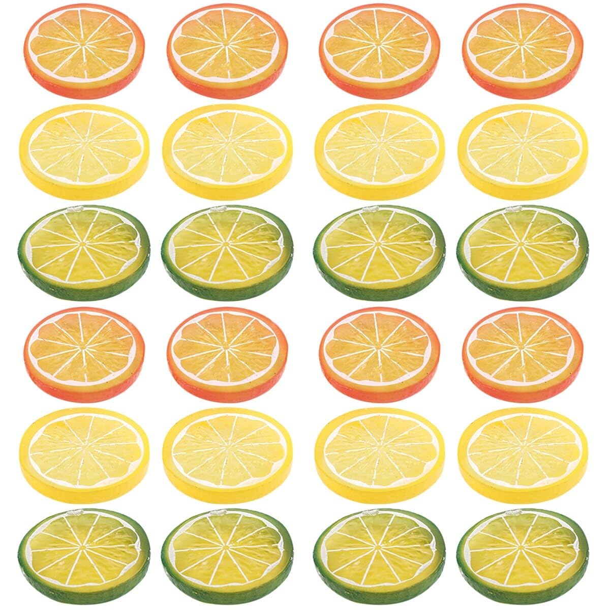 PRETYZOOM 24pcs Fake Lemon Slices: Artificial Fake Lemon Slices Props, Simulation Lemon Fruits Model for Summer Lemonade Party Decoration