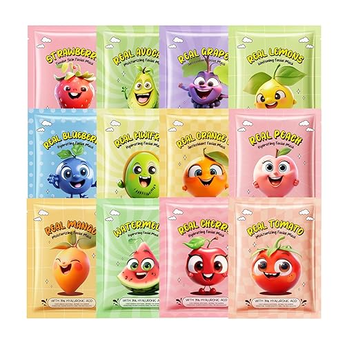 12 Pack Fruit Kids Face Mask, Girls Face Mask, Skin