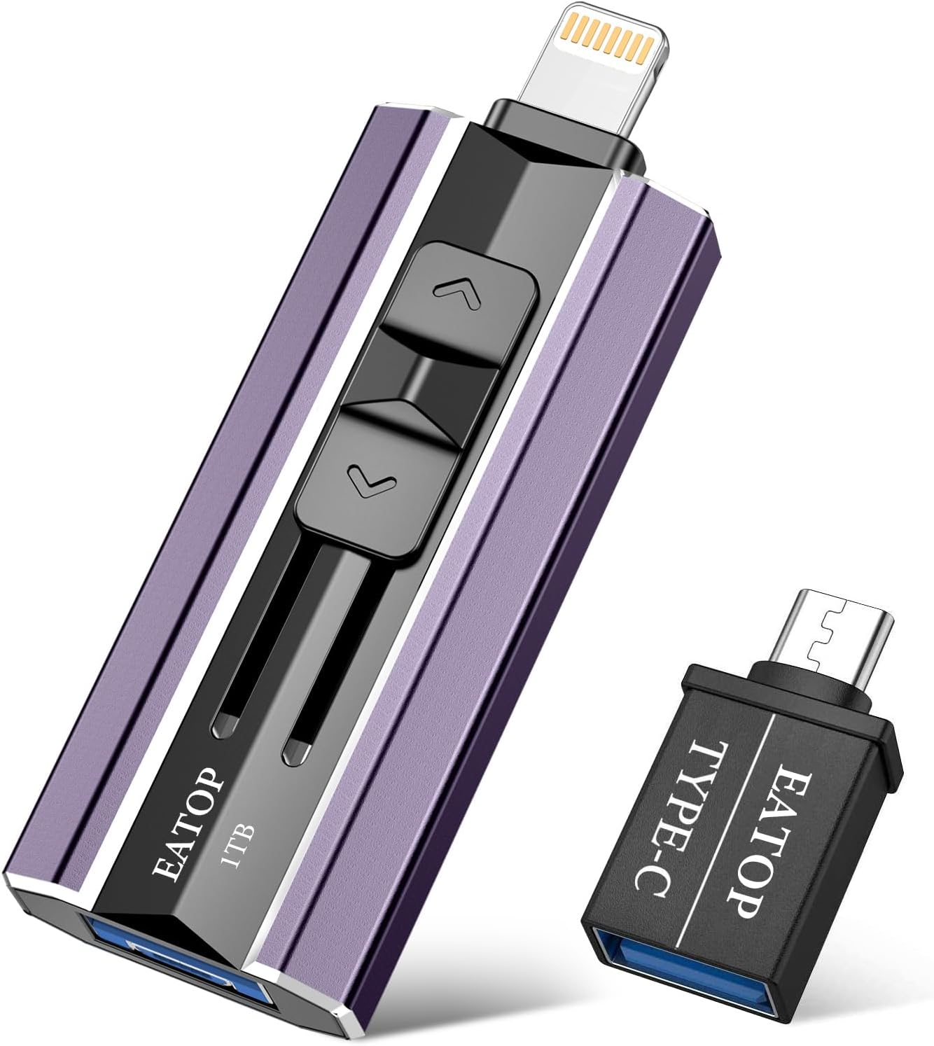 USB 3.0 Flash Drive 1TB Intended for iPhone iPad, USB Memory Stick External Storage Thumb Drive Photo Stick Compatible with iPhone/iPad/Android and Computer (Dark Purple)