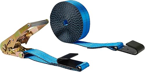 Vista 37 de Mytee Products Paquete de 20 correas de trinquete de 2 pulgadas x 30 pies con gancho plano, WLL 3,333 amarre de remolque, rojo para plataforma