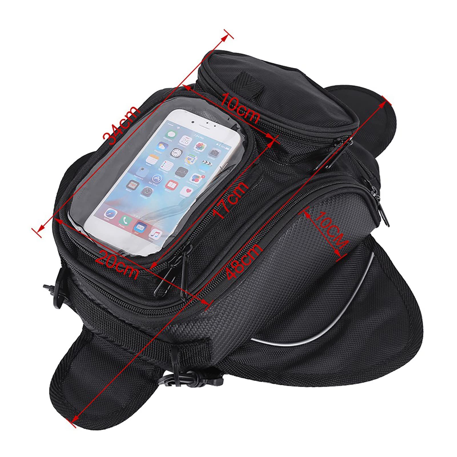 Sacoche de Réservoir de Moto Universelle, Sac Etanche Moto Sacoche de Réservoir de Carburant Magnétique étanche et Solide pour la Pratique de la Moto sur de Longues Distances Noir