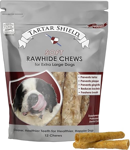 Tartar Shield Soft Rawhide Chews Safe Dental Treats for