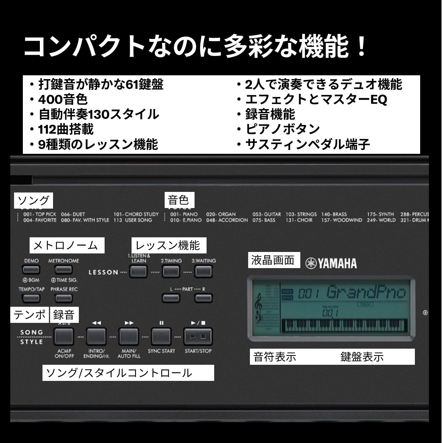 ヤマハPSR-E360Bポータブルキーボード61鍵盤レッスン機能タッチレスポンス Amazon.co.jp: ヤマハ ポータブルキーボード 61鍵盤 ブラック PSR