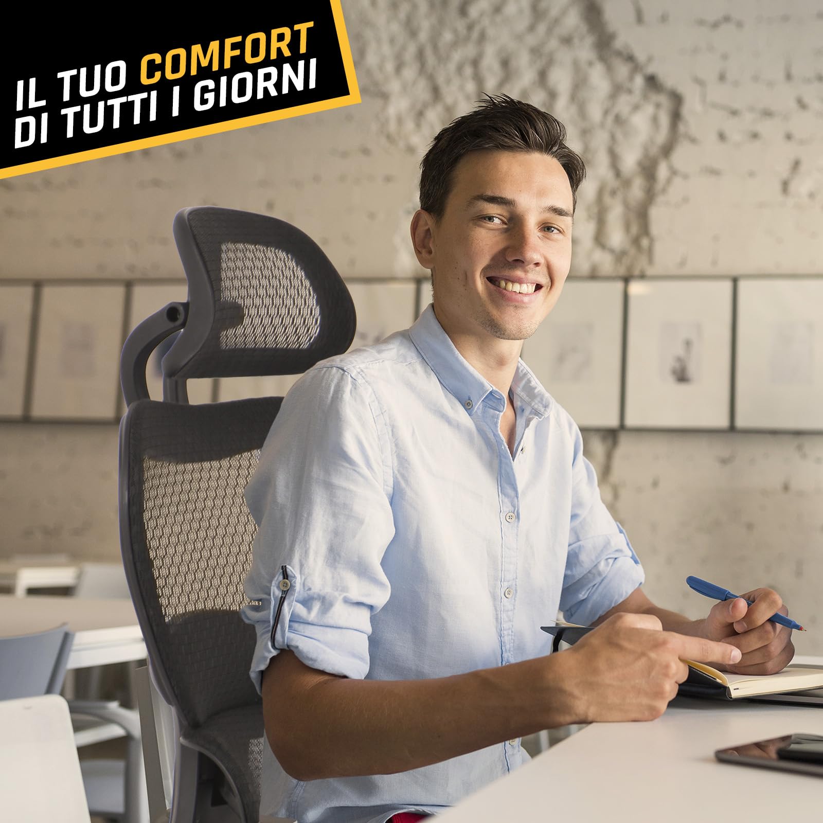 K800 Sedia Ergonomica da Ufficio, Poltrona Girevole, Ottima Come Gaming | Braccioli 4D e Supporti Lombari Cervicali Regolabili, Ergonomia ai Massimi Livelli, Supporto Lombare Dinamico