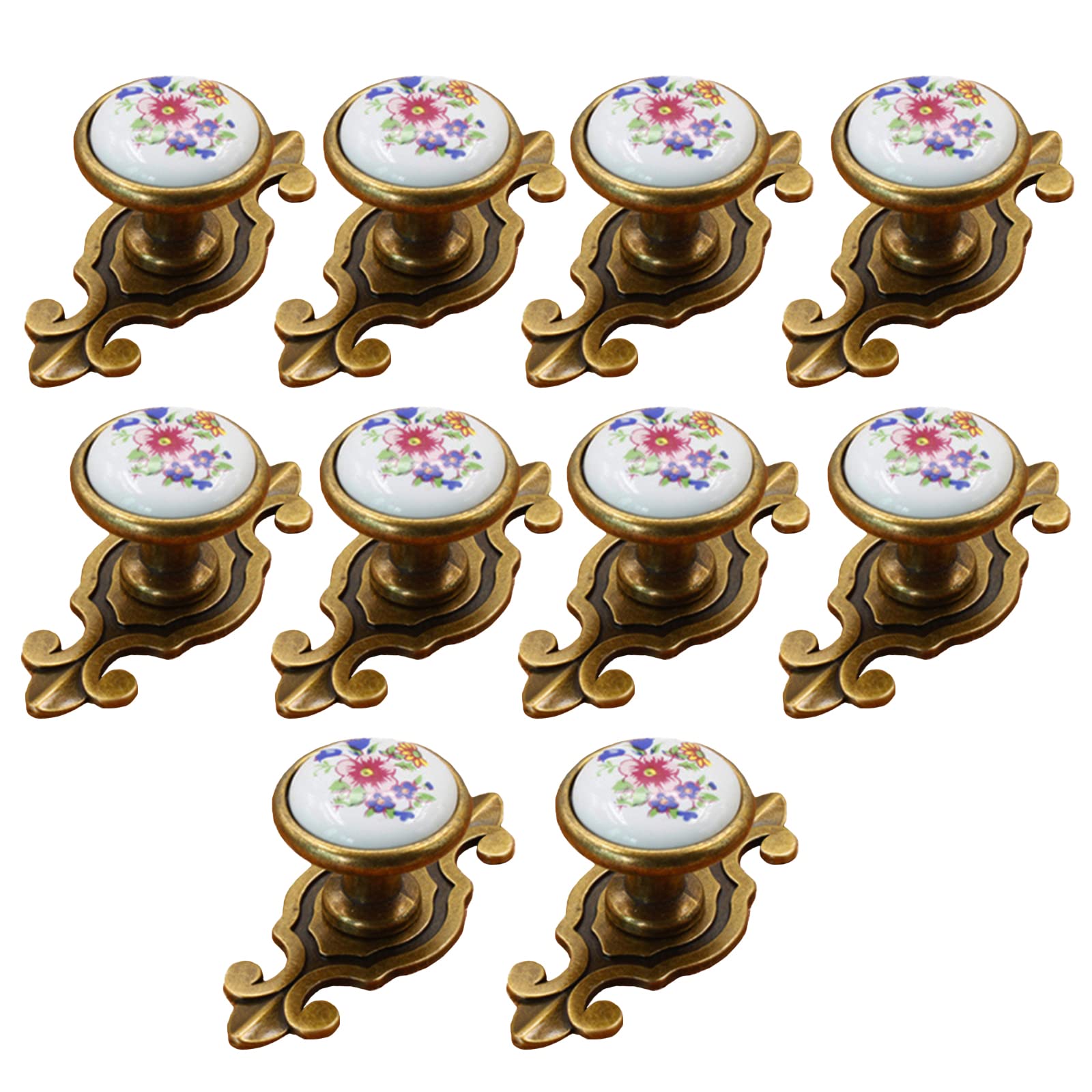 SagaSave 10PCS Ceramic Handle, Retro Design Round Painted Ceramic - View #11