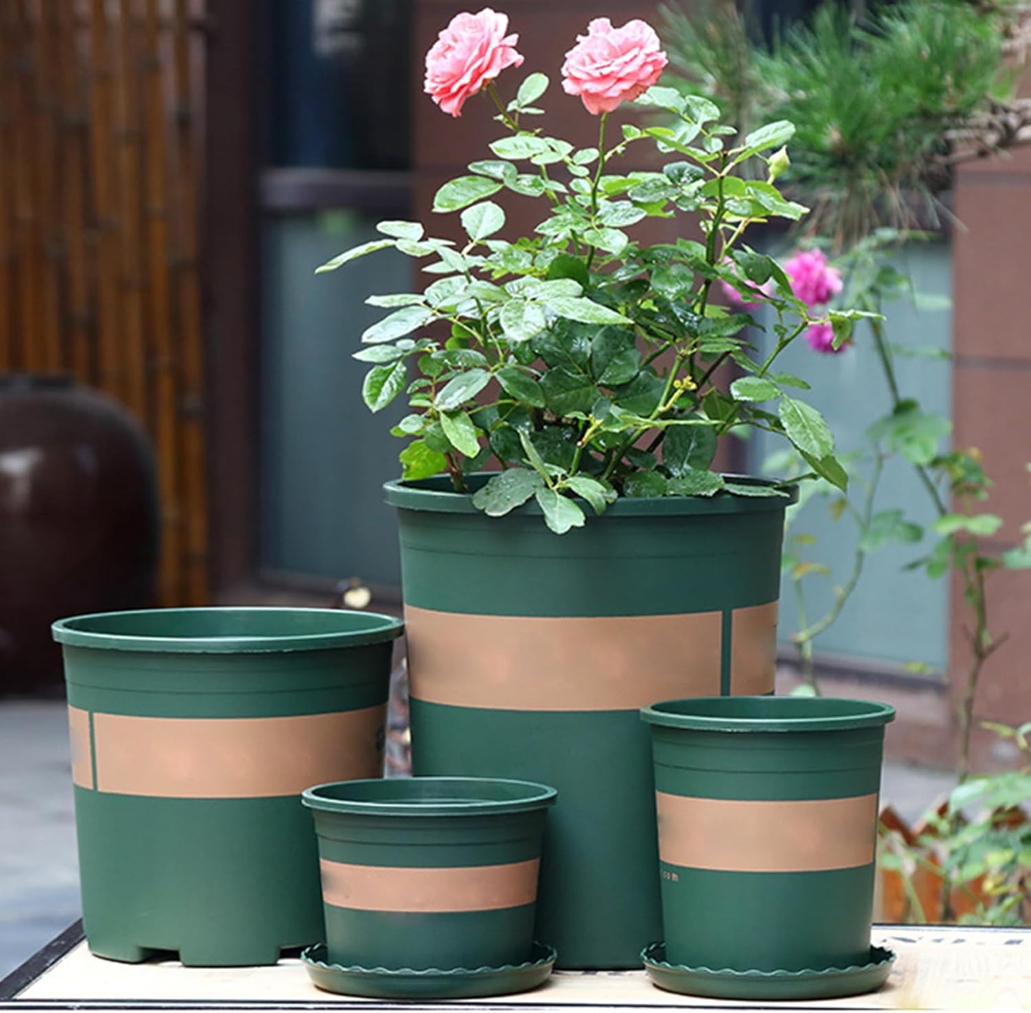 Plastic Plant Saucer 10PCS Wave Plant Saucer, 12inch Plastic Flower Pot Drip Trays, Heavy Duty Trays for Pots, Thick Water Catcher Tray
