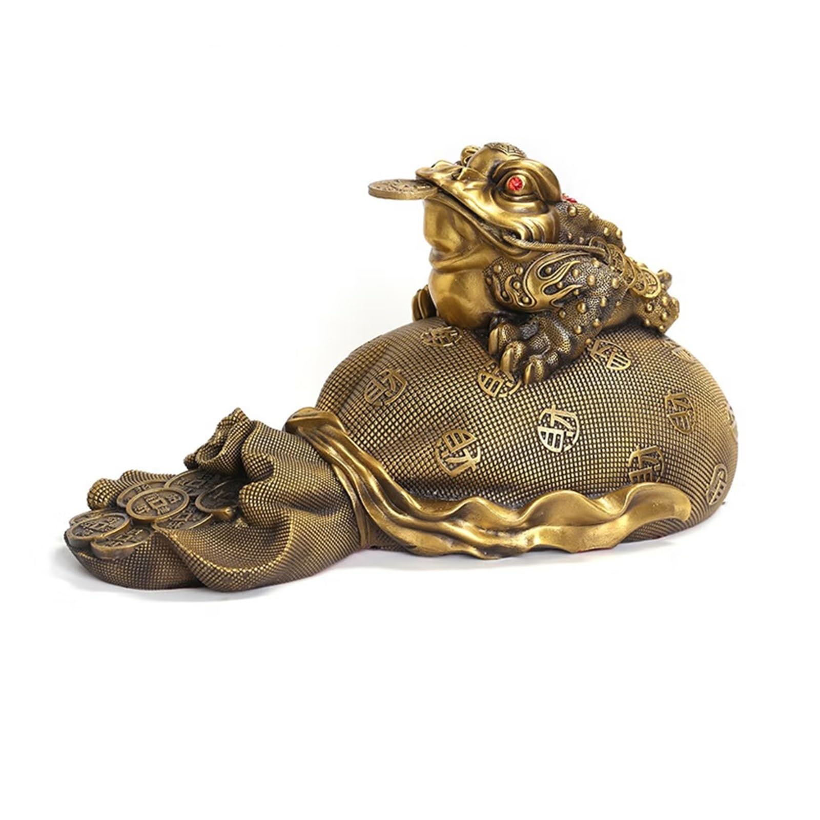 Statue de grenouille d'argent Feng Shui en résine dorée pour décoration de table