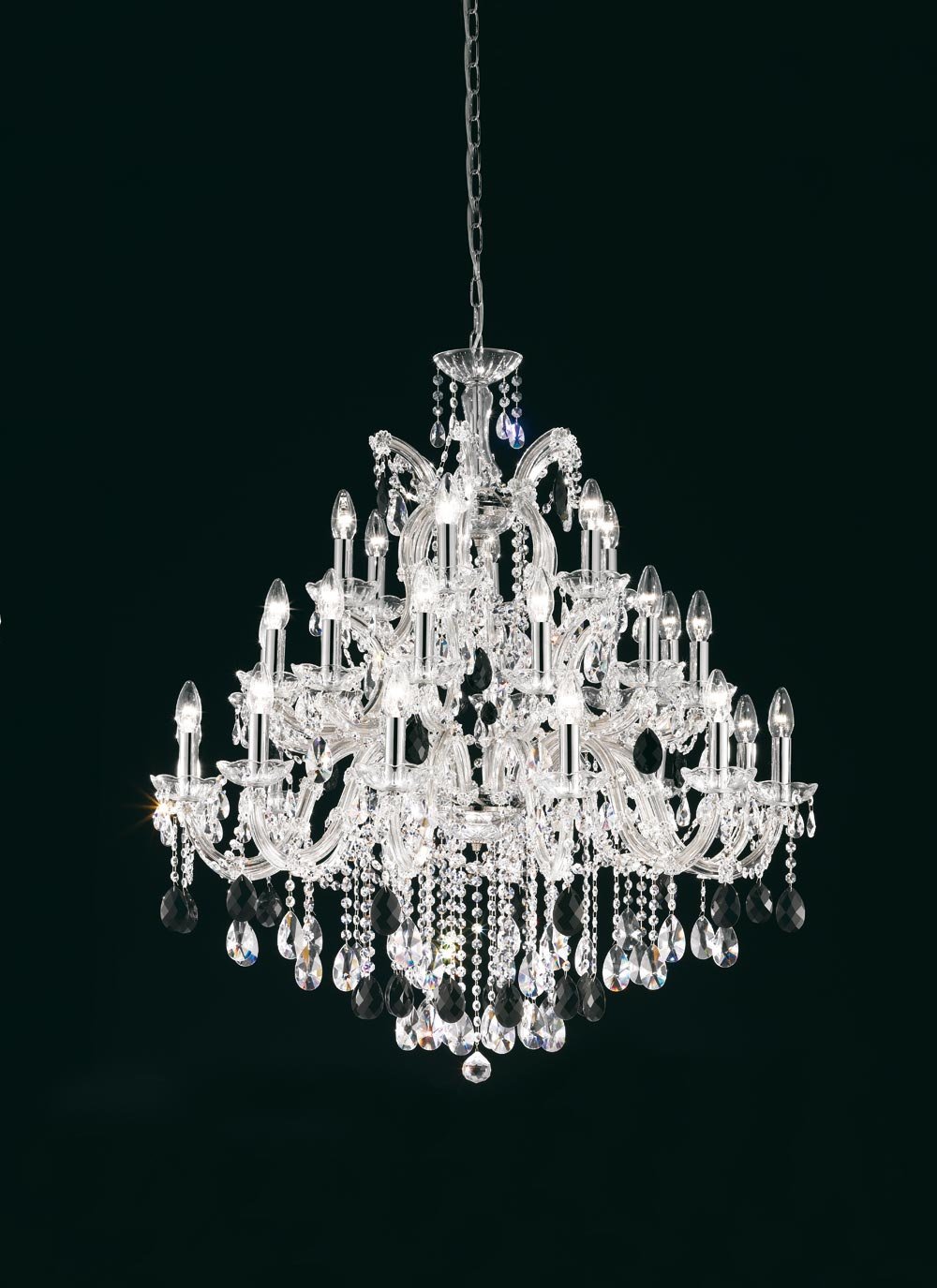 masiero lampadario Maria Teresa cromato Realizzato a mano, Made in Italy, Vetro, Veredelung Chrom glänzend / Leuchtmittel 30 / Kristalle Cut Crystal, E14 40.00 wattsW