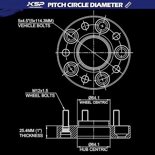 Miniatura 2 de KSP - Espaciadores de rueda de 5 x 4.5 para Hon-da Civic Accord Element CR-V y Acura MDX TLX TSX ILX RSX CL, 1 pulgada 0.197x4.500 in espaciadores