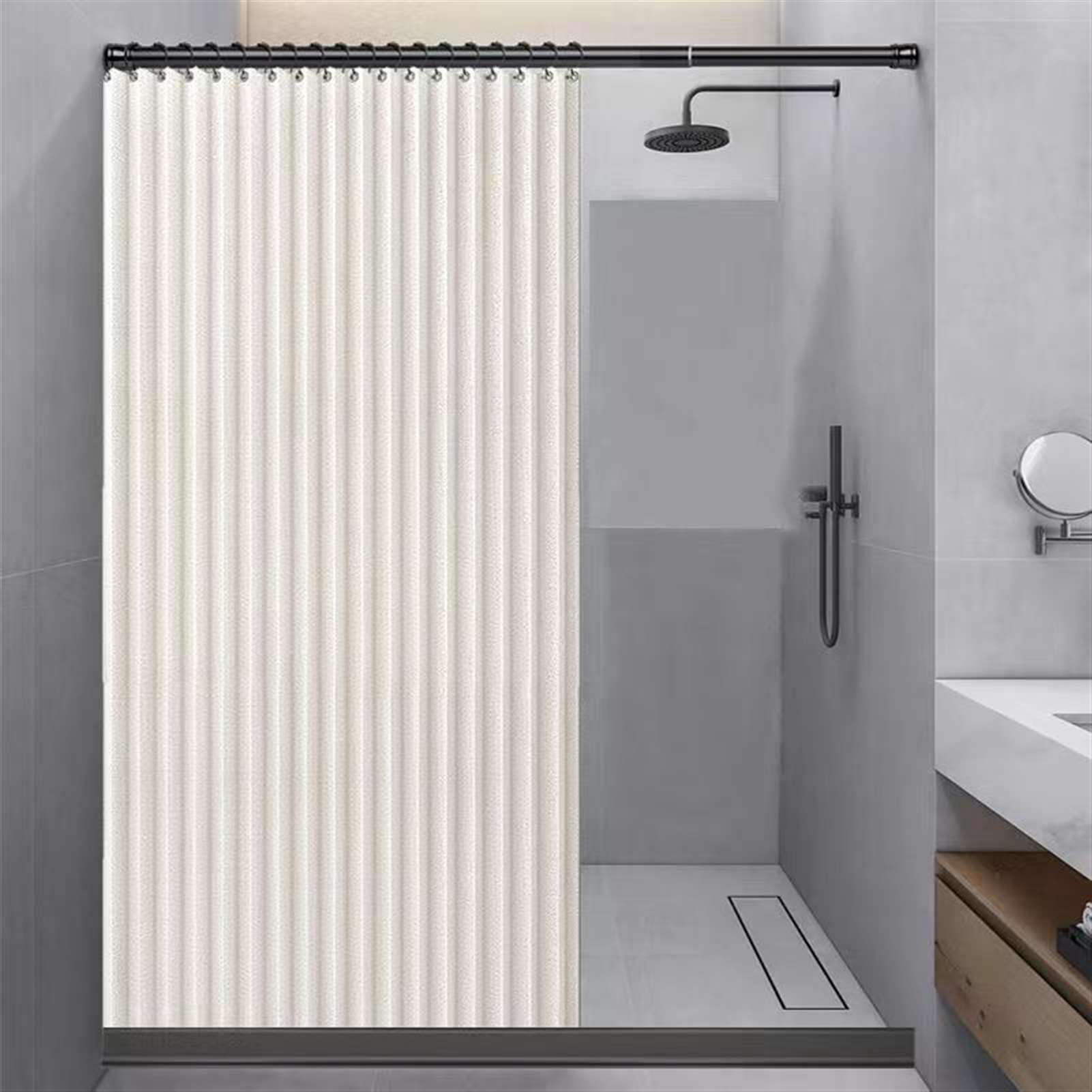 Tenda da doccia magnetica impermeabile pieghevole in lino anti-muffa tenda da bagno con ganci 220 x 200 cm elegante decorazione da bagno facile da pulire e funzionale