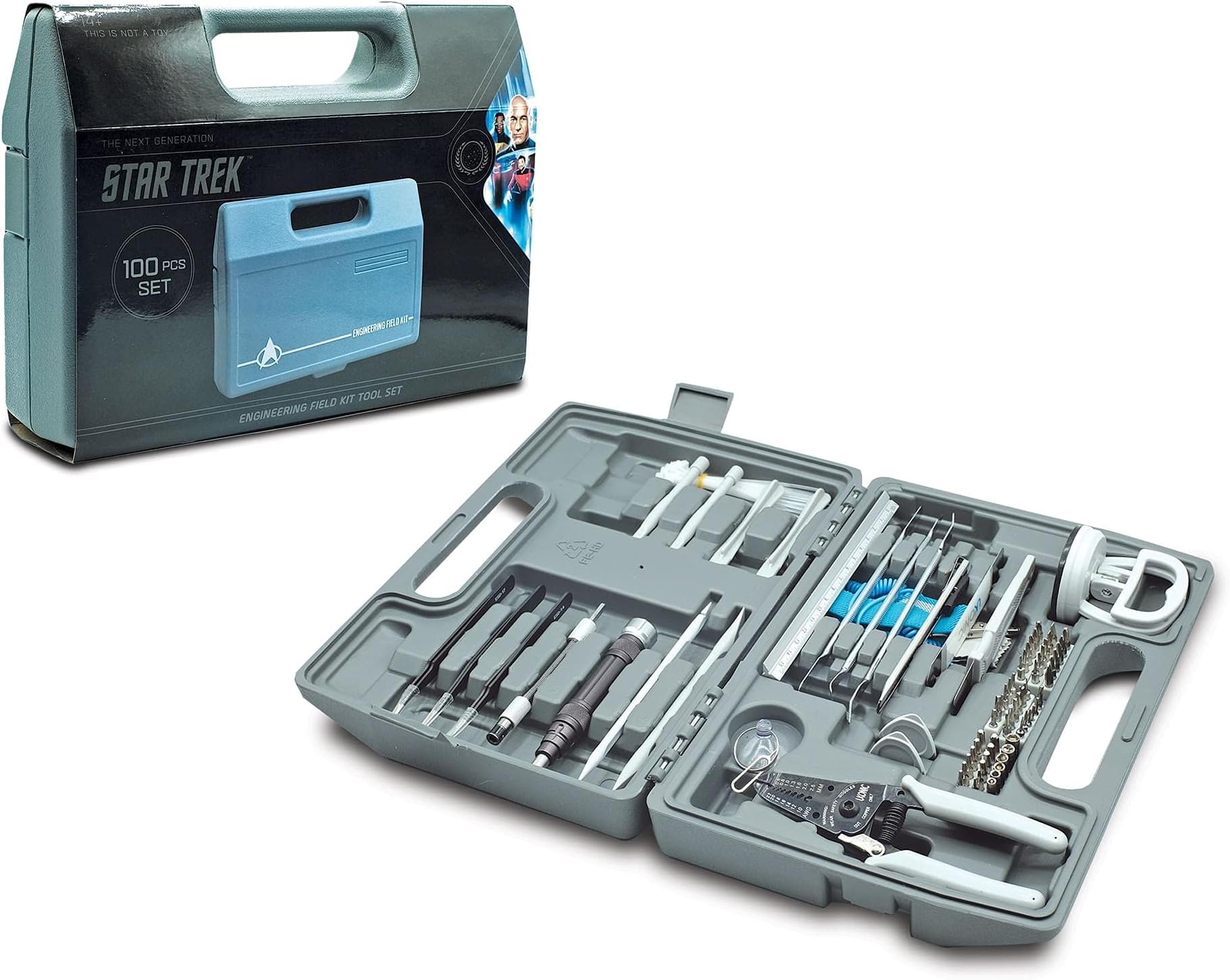 Star Trek: The Next Generation 100-Piece Engineering Field Kit Tool Set | Handy Gadgets Include Screwdrivers, Utility Knife, Wire Cutter, Metal Prybars, And More | Survival Tools, Camping Accessories