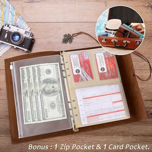 Vista 60 de Cuadernos de cuero con páginas en blanco, diario vintage recargable para escribir, diario de viaje personal, cuaderno de bocetos para escribir